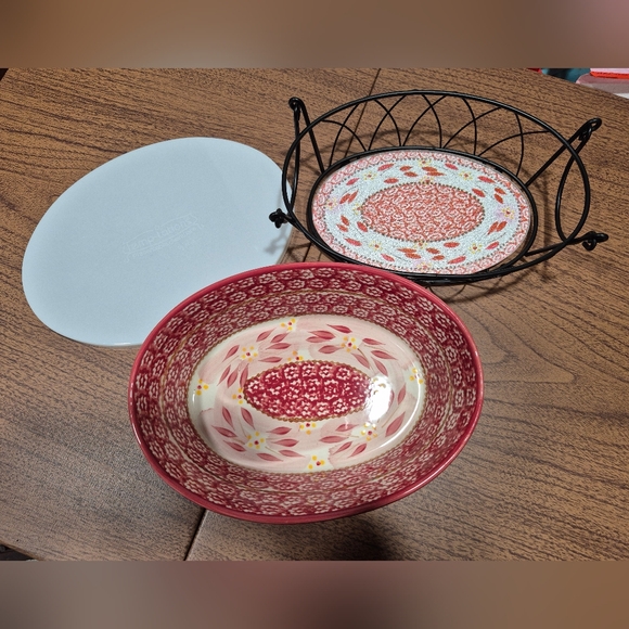 Like New! Temptations By Tara Old World Covered Serving Set - Picture 1 of 13